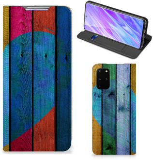 B2Ctelecom Samsung Galaxy S20 Plus Book Wallet Case Wood Heart