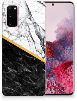 B2Ctelecom Samsung Galaxy S20 TPU Siliconen Hoesje Marble White Black