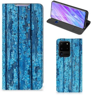 B2Ctelecom Samsung Galaxy S20 Ultra Book Wallet Case Blauw Wood