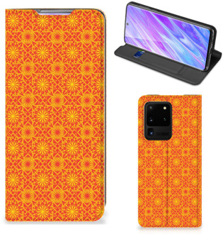 B2Ctelecom Samsung Galaxy S20 Ultra Hoesje met Magneet Batik Orange