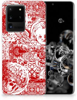 B2Ctelecom Samsung Galaxy S20 Ultra Silicone Back Case Angel Skull Red