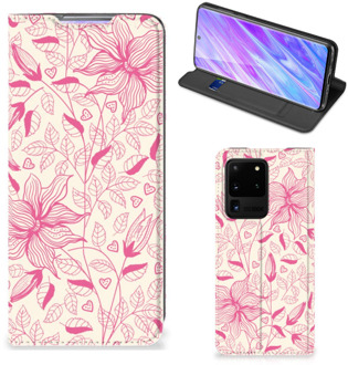 B2Ctelecom Samsung Galaxy S20 Ultra Smart Cover Pink Flowers