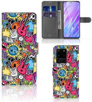 B2Ctelecom Samsung Galaxy S20 Ultra Wallet Case met Pasjes Punk Rock