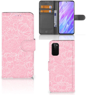 B2Ctelecom Samsung Galaxy S20 Wallet Case White Flowers