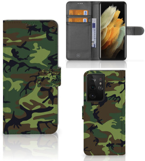 B2Ctelecom Samsung Galaxy S21 Ultra Portemonnee hoesje Army Dark