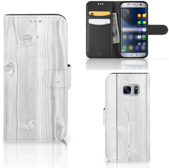 B2Ctelecom Samsung Galaxy S7 Bookcase Hoesje Design White Wood