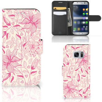 B2Ctelecom Samsung Galaxy S7 Bookcase Hoesje Pink Flowers