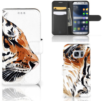 B2Ctelecom Samsung Galaxy S7 Bookcase Hoesje Watercolor Tiger