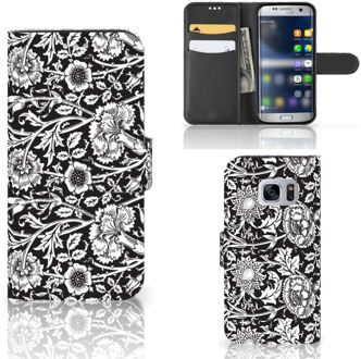 B2Ctelecom Samsung Galaxy S7 Bookcover hoesje Black Flowers