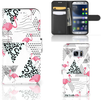 B2Ctelecom Samsung Galaxy S7 Flipcover hoesje Flamingo Triangle