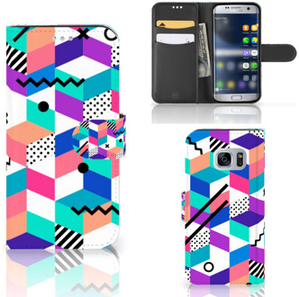 B2Ctelecom Samsung Galaxy S7 Hoesje Design Blocks Colorful