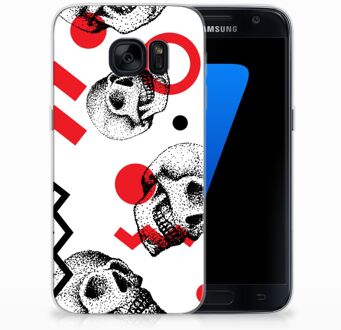 B2Ctelecom Samsung Galaxy S7 Siliconen Backcase Design Skull Red