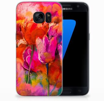 B2Ctelecom Samsung Galaxy S7 Siliconen Backcase Design Tulpen