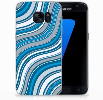 B2Ctelecom Samsung Galaxy S7 Siliconen Backcase Design Waves Blue