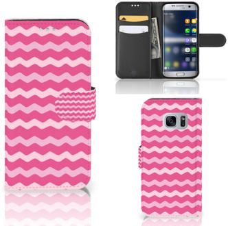 B2Ctelecom Samsung Galaxy S7 Telefoonhoesje met Pasjes Waves Pink