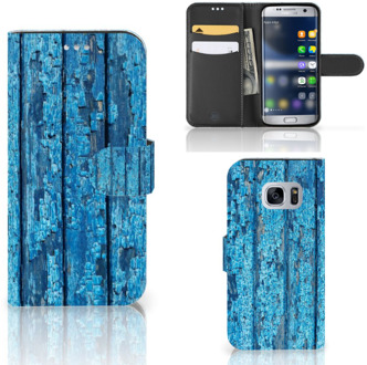 B2Ctelecom Samsung Galaxy S7 Telefoonhoesje met Pasjes Wood Blue