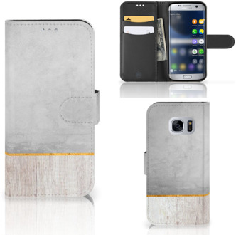 B2Ctelecom Samsung Galaxy S7 Telefoonhoesje met Pasjes Wood Concrete