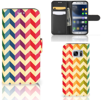 B2Ctelecom Samsung Galaxy S7 Telefoonhoesje met Pasjes Zigzag Color