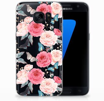 B2Ctelecom Samsung Galaxy S7 TPU-siliconen Hoesje Butterfly Roses