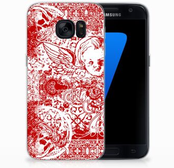 B2Ctelecom Samsung Galaxy S7 TPU Siliconen Hoesje Design Angel Skull Red