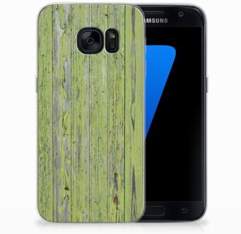 B2Ctelecom Samsung Galaxy S7 TPU Siliconen Hoesje Design Green Wood