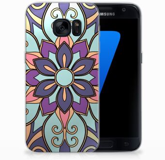 B2Ctelecom Samsung Galaxy S7 TPU Siliconen Hoesje Design Purple Flower