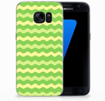 B2Ctelecom Samsung Galaxy S7 TPU Siliconen Hoesje Design Waves Green