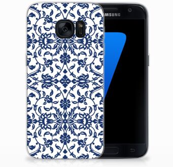 B2Ctelecom Samsung Galaxy S7 TPU Siliconen Hoesje Flower Blue