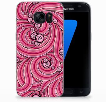 B2Ctelecom Samsung Galaxy S7 TPU Siliconen Hoesje Swirl Pink