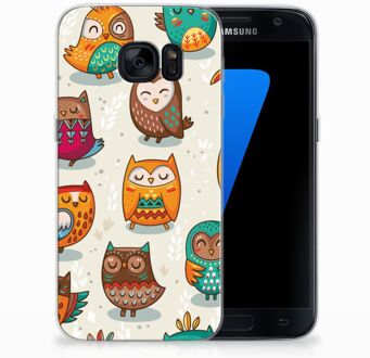 B2Ctelecom Samsung Galaxy S7 TPU Siliconen Hoesje Vrolijke Uilen