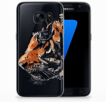 B2Ctelecom Samsung Galaxy S7 TPU Siliconen Hoesje Watercolor Tiger