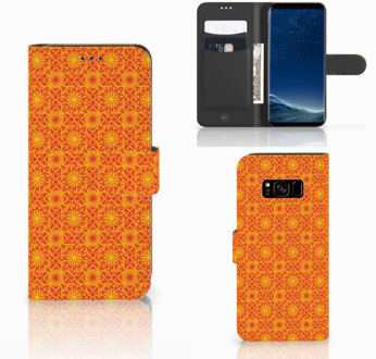 B2Ctelecom Samsung Galaxy S8 Bookcase Design Batik Orange