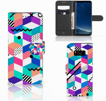 B2Ctelecom Samsung Galaxy S8 hoesje Design Blocks Colorful