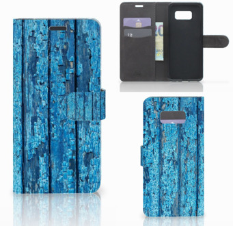 B2Ctelecom Samsung Galaxy S8 Plus Bookcover hoesje Wood Blue