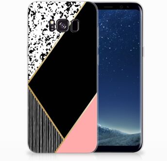 B2Ctelecom Samsung Galaxy S8 Plus TPU siliconen Hoesje Black Pink Shapes