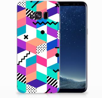 B2Ctelecom Samsung Galaxy S8 Plus TPU siliconen Hoesje Design Blocks Colorful