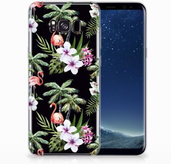 B2Ctelecom Samsung Galaxy S8 Plus TPU siliconen Hoesje Design Flamingo Palms