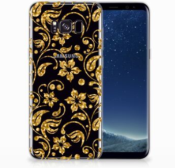 B2Ctelecom Samsung Galaxy S8 Plus TPU-siliconen Hoesje Design Gouden Bloemen