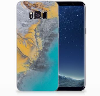 B2Ctelecom Samsung Galaxy S8 Plus TPU siliconen Hoesje Design Marble Blue Gold