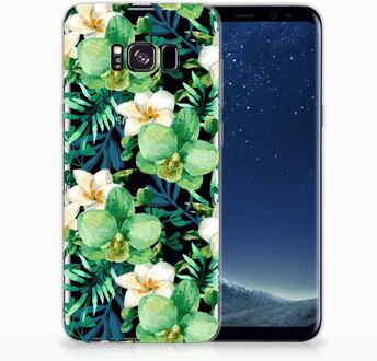 B2Ctelecom Samsung Galaxy S8+ TPU siliconen Hoesje Orchidee Groen