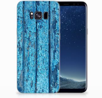 B2Ctelecom Samsung Galaxy S8+ TPU siliconen Hoesje Wood Blue