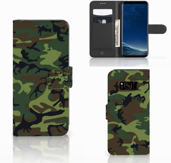 B2Ctelecom Samsung Galaxy S8 Wallet Bookcase Hoesje Design Army Dark