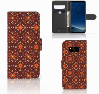 B2Ctelecom Samsung Galaxy S8 Wallet Case Batik Brown