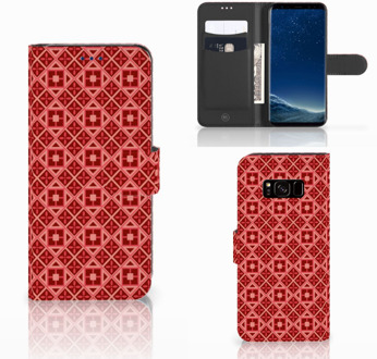 B2Ctelecom Samsung Galaxy S8 Wallet Case Batik Red