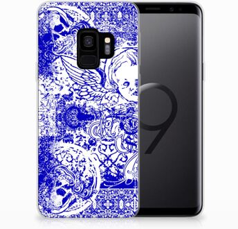 B2Ctelecom Samsung Galaxy S9 Backcase Angel Skull Blue