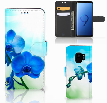 B2Ctelecom Samsung Galaxy S9 Book Case Design Orchidee Blauw