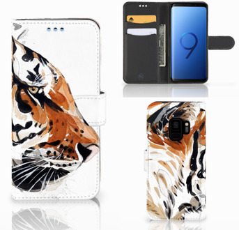 B2Ctelecom Samsung Galaxy S9 Book cover Watercolor Tiger