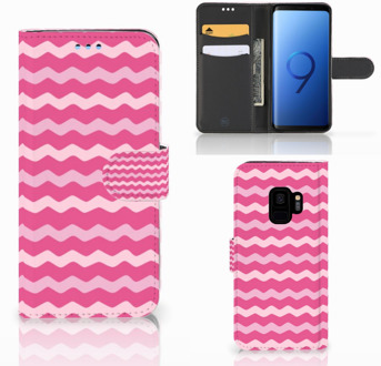 B2Ctelecom Samsung Galaxy S9 Book cover Waves Pink