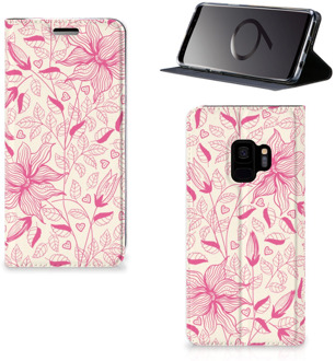 B2Ctelecom Samsung Galaxy S9 Book Wallet Case Pink Flowers