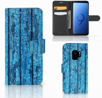 B2Ctelecom Samsung Galaxy S9 Bookstyle Case Wood Blue